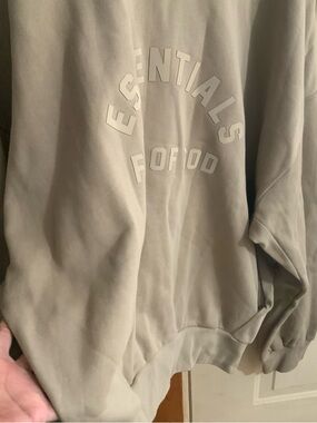 Essentials Light Tan/Gray Crewneck Sweatshirt with Embossed Logo